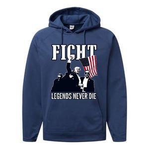 Trump Fight Legends Never Die Performance Fleece Hoodie