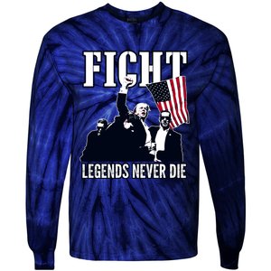 Trump Fight Legends Never Die Tie-Dye Long Sleeve Shirt