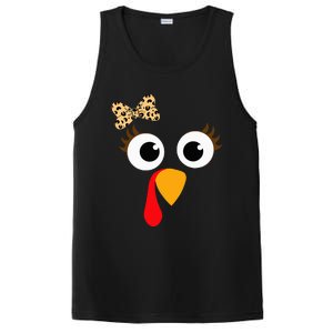 Turkey Face Leopard Bow Thanksgiving Costume Turkey PosiCharge Competitor Tank