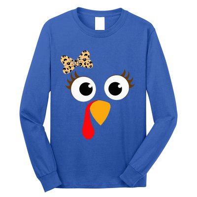 Turkey Face Leopard Bow Thanksgiving Costume Turkey Long Sleeve Shirt