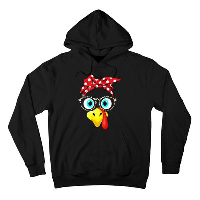 Turkey Face Leopard Print Glasses Thanksgiving Hoodie