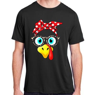 Turkey Face Leopard Print Glasses Thanksgiving Adult ChromaSoft Performance T-Shirt