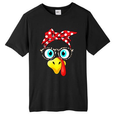 Turkey Face Leopard Print Glasses Thanksgiving Tall Fusion ChromaSoft Performance T-Shirt