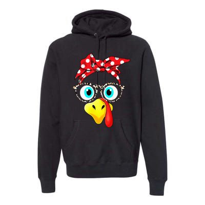 Turkey Face Leopard Print Glasses Thanksgiving Premium Hoodie