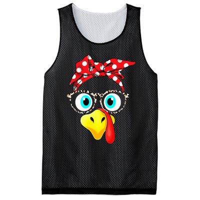 Turkey Face Leopard Print Glasses Thanksgiving Mesh Reversible Basketball Jersey Tank