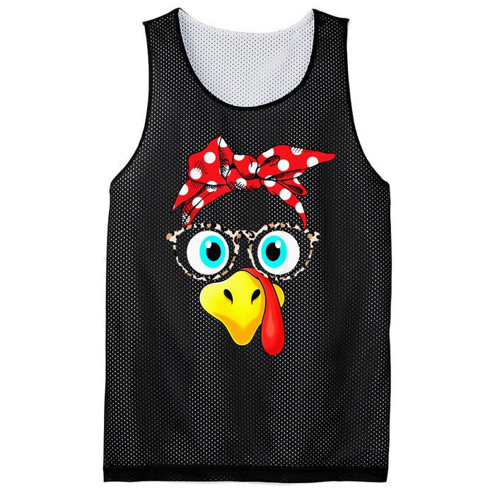 Turkey Face Leopard Print Glasses Thanksgiving Mesh Reversible Basketball Jersey Tank