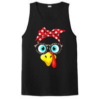 Turkey Face Leopard Print Glasses Thanksgiving PosiCharge Competitor Tank