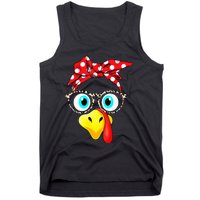 Turkey Face Leopard Print Glasses Thanksgiving Tank Top