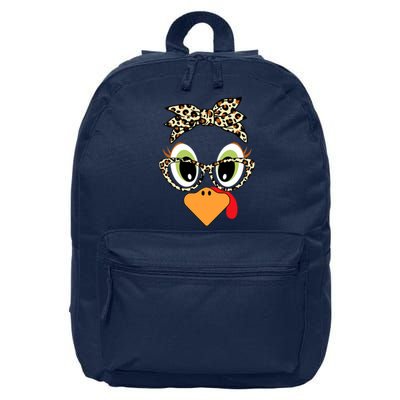 Turkey Face Leopard Headband Glasses Thanksgiving 16 in Basic Backpack