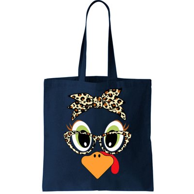 Turkey Face Leopard Headband Glasses Thanksgiving Tote Bag