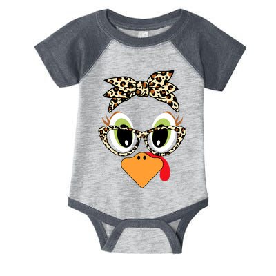 Turkey Face Leopard Headband Glasses Thanksgiving Infant Baby Jersey Bodysuit