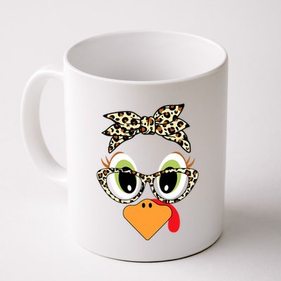 Turkey Face Leopard Headband Glasses Thanksgiving Mug