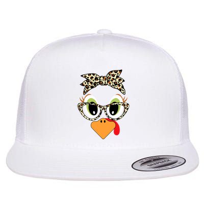 Turkey Face Leopard Headband Glasses Thanksgiving Flatbill Hat