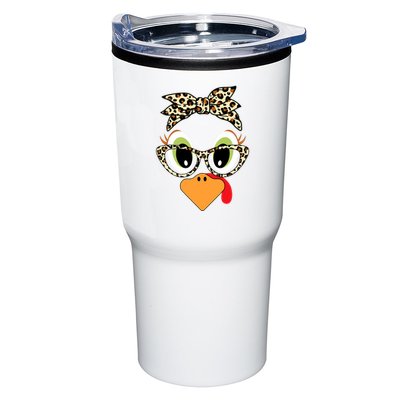 Turkey Face Leopard Headband Glasses Thanksgiving Tumbler