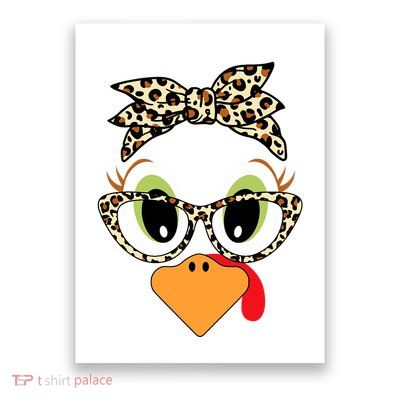 Turkey Face Leopard Headband Glasses Thanksgiving Poster