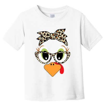 Turkey Face Leopard Headband Glasses Thanksgiving Toddler T-Shirt
