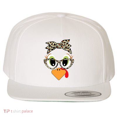 Turkey Face Leopard Headband Glasses Thanksgiving Wool Snapback Cap