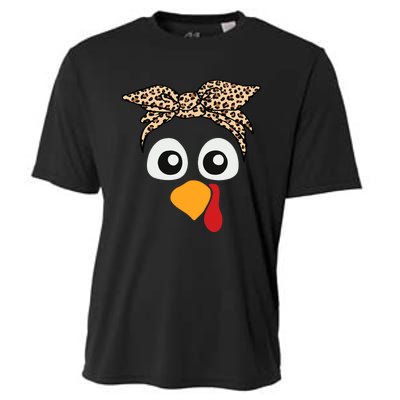 Turkey Face Leopard Headband Thanksgiving Pilgrim Cooling Performance Crew T-Shirt