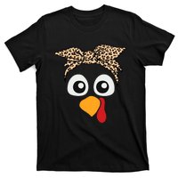 Turkey Face Leopard Headband Thanksgiving Pilgrim T-Shirt