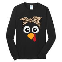 Turkey Face Leopard Headband Thanksgiving Pilgrim Tall Long Sleeve T-Shirt