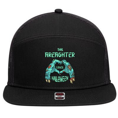 This Firefighter Loves Halloween Fire Zombie Fire Marshal Gift 7 Panel Mesh Trucker Snapback Hat