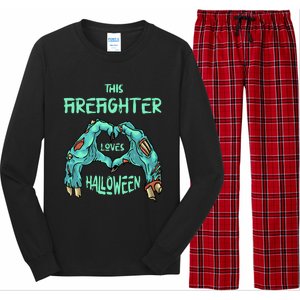 This Firefighter Loves Halloween Fire Zombie Fire Marshal Gift Long Sleeve Pajama Set