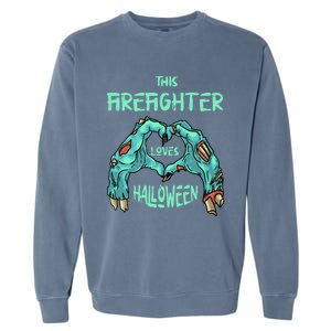 This Firefighter Loves Halloween Fire Zombie Fire Marshal Gift Garment-Dyed Sweatshirt