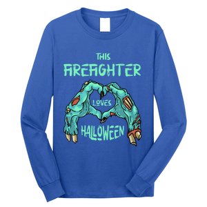 This Firefighter Loves Halloween Fire Zombie Fire Marshal Gift Long Sleeve Shirt