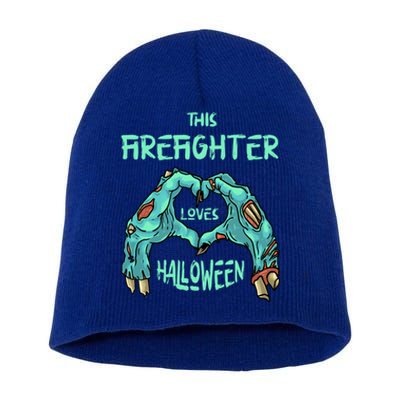 This Firefighter Loves Halloween Fire Zombie Fire Marshal Gift Short Acrylic Beanie