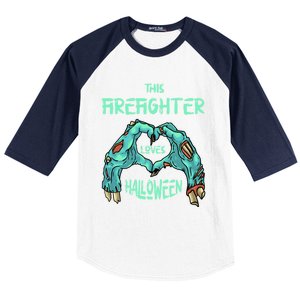 This Firefighter Loves Halloween Fire Zombie Fire Marshal Gift Baseball Sleeve Shirt