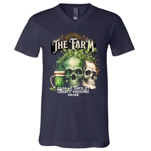 The Farm Liberty Missouri Bar Honkytonk Music St Pat Skull V-Neck T-Shirt