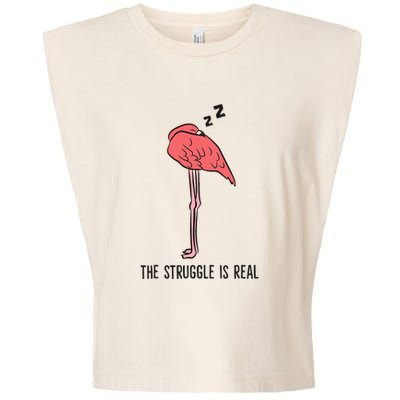 Tired Flamingo Lazy Flamingo The Struggle Is Real Garment-Dyed Women's Muscle Tee