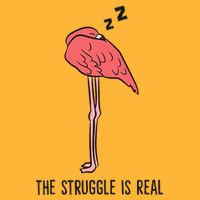 Tired Flamingo Lazy Flamingo The Struggle Is Real Pom Pom 12in Knit Beanie