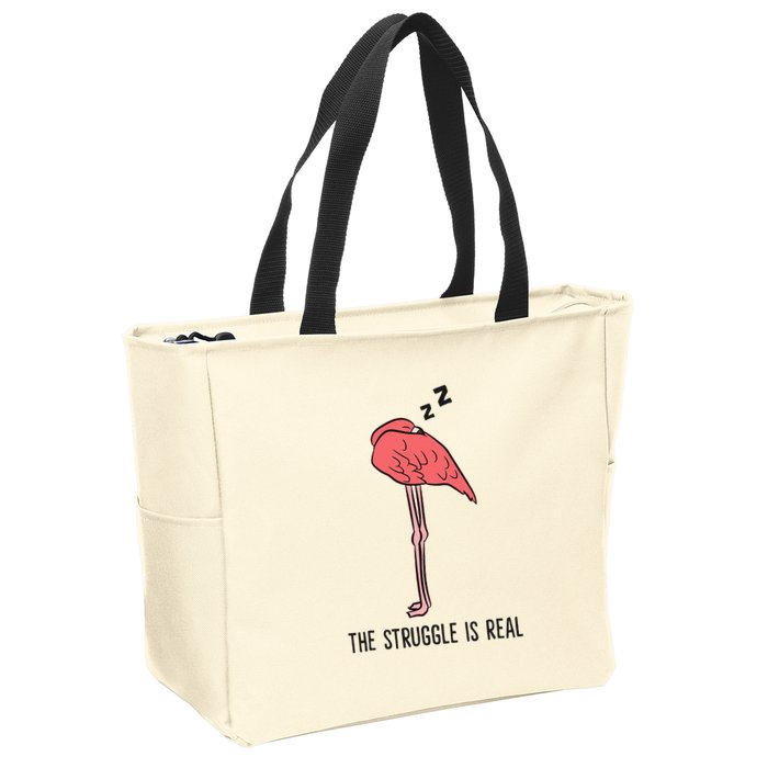 Tired Flamingo Lazy Flamingo The Struggle Is Real Zip Tote Bag