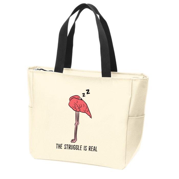 Tired Flamingo Lazy Flamingo The Struggle Is Real Zip Tote Bag