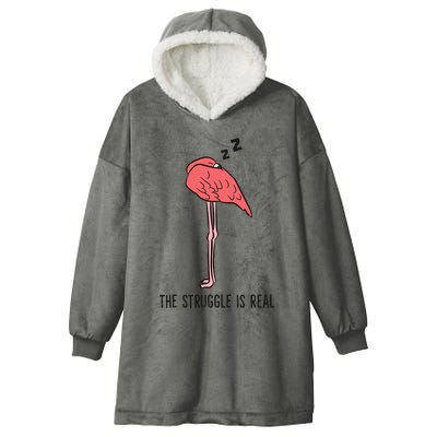 Tired Flamingo Lazy Flamingo The Struggle Is Real Hooded Wearable Blanket