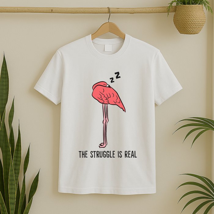 Tired Flamingo Lazy Flamingo The Struggle Is Real T-Shirt