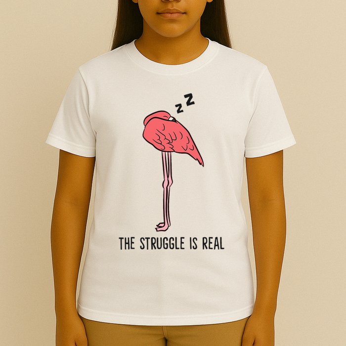 Tired Flamingo Lazy Flamingo The Struggle Is Real T-Shirt