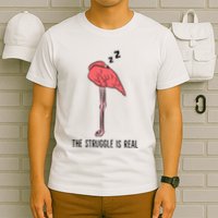Tired Flamingo Lazy Flamingo The Struggle Is Real T-Shirt