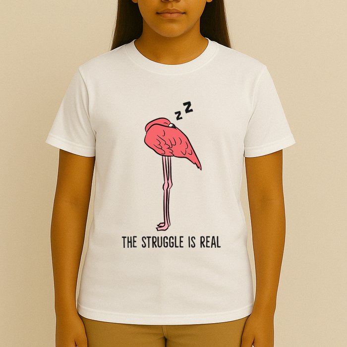 Tired Flamingo Lazy Flamingo The Struggle Is Real T-Shirt