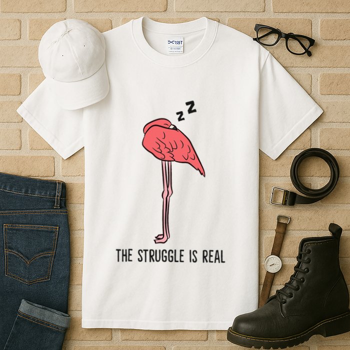 Tired Flamingo Lazy Flamingo The Struggle Is Real Tall T-Shirt