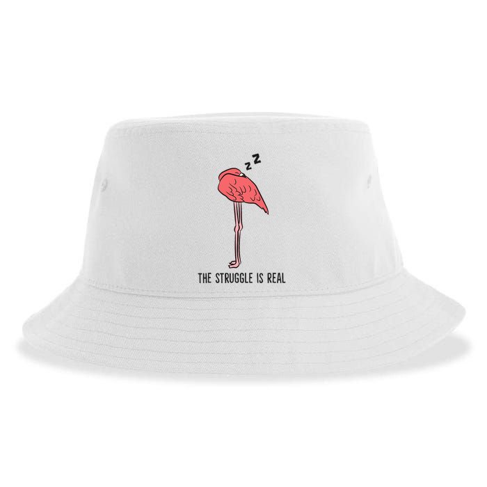 Tired Flamingo Lazy Flamingo The Struggle Is Real Sustainable Bucket Hat