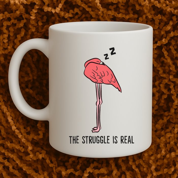 Tired Flamingo Lazy Flamingo The Struggle Is Real Mug