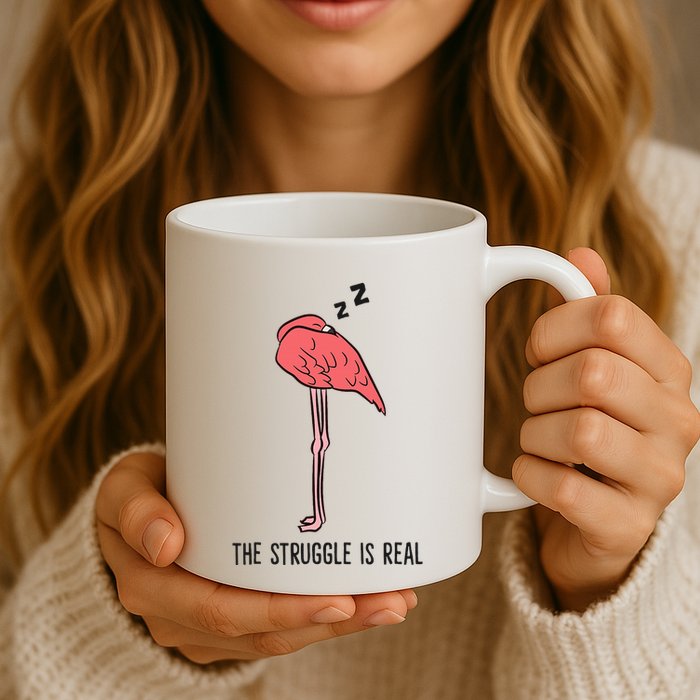 Tired Flamingo Lazy Flamingo The Struggle Is Real Mug