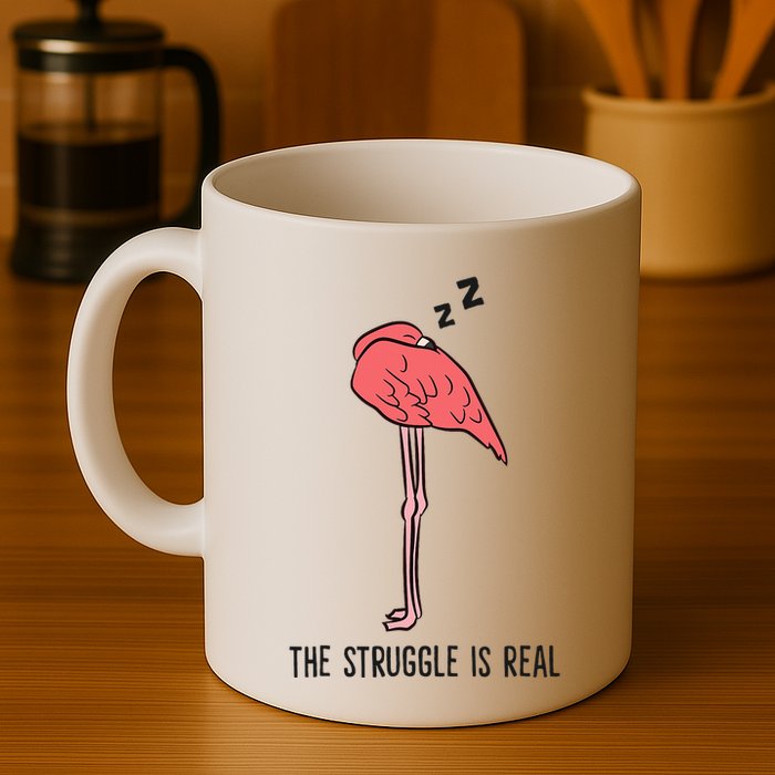 Tired Flamingo Lazy Flamingo The Struggle Is Real Mug