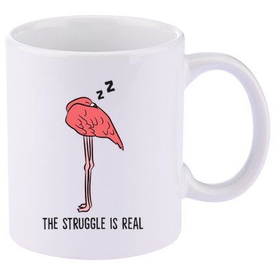 Tired Flamingo Lazy Flamingo The Struggle Is Real 11oz C Handle Ceramic Mug