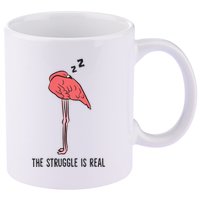 Tired Flamingo Lazy Flamingo The Struggle Is Real 11oz C Handle Ceramic Mug