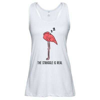 Tired Flamingo Lazy Flamingo The Struggle Is Real Ladies Essential Flowy Tank
