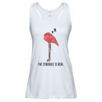 Tired Flamingo Lazy Flamingo The Struggle Is Real Ladies Essential Flowy Tank