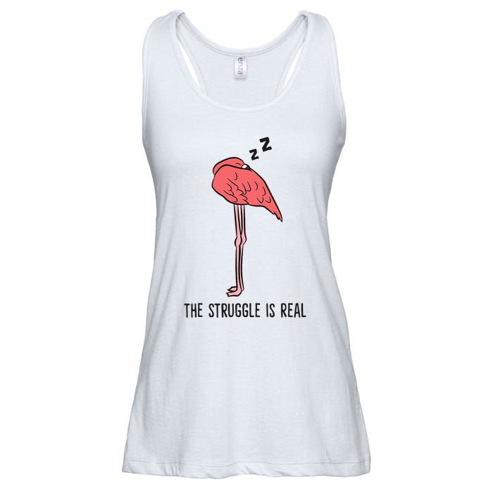 Tired Flamingo Lazy Flamingo The Struggle Is Real Ladies Essential Flowy Tank